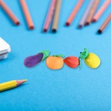 Mini Cute Veg & Fruit Erasers – 3D Colorful Eraser Set for Kids (4 Pc)