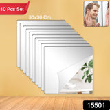 Flexible Acrylic Mirror Set (30x30 cm & 10 Pcs Set)
